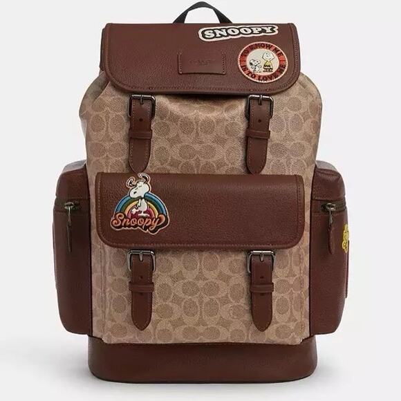 NWT COACH x PEANUTS 2025 Sprint Backpack Signature Canvas Patch CBI44 Snoopy - Picture 5 of 9